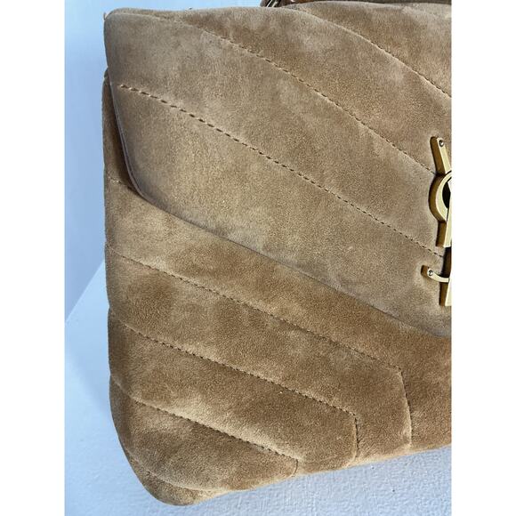 Saint Laurent 'Loulou' Tan Suede Small Chain Bag - Picture 9 of 12